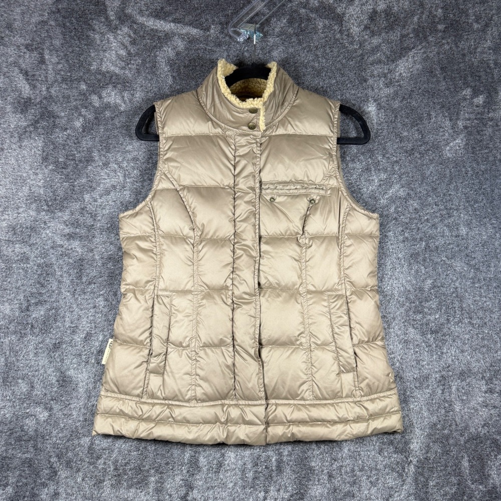 UGG Australia Womens Down Puffer Vest Tan Faux Fur Trim Quilted UA5142W M